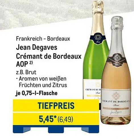 Jean Degaves Crémant de Bordeaux AOP – z.B. Brut