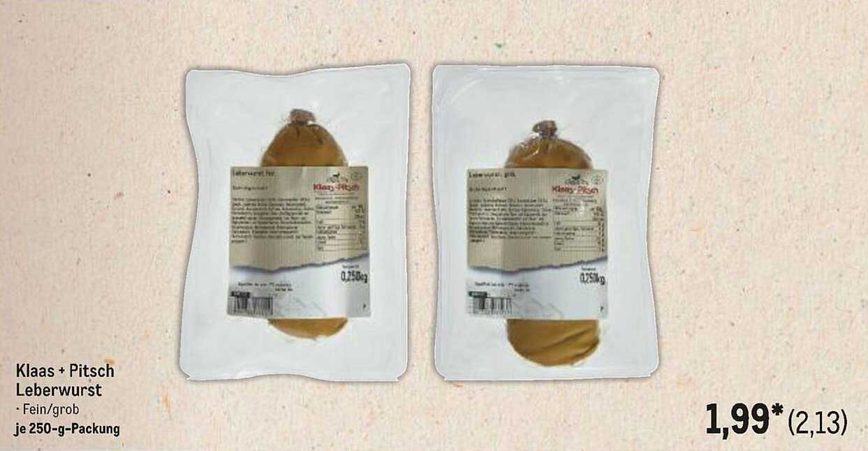 Klaas + Pitsch Leberwurst - Fein/grob je 250-g-Packung