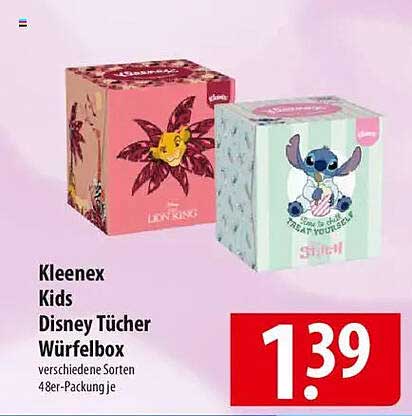 Kleenex Kids Disney Tücher Würfelbox - verschiedene Sorten, 48er-Packung je