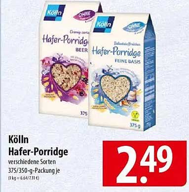 Kölln Hafer-Porridge verschiedene Sorten 375/350 g-Packung je