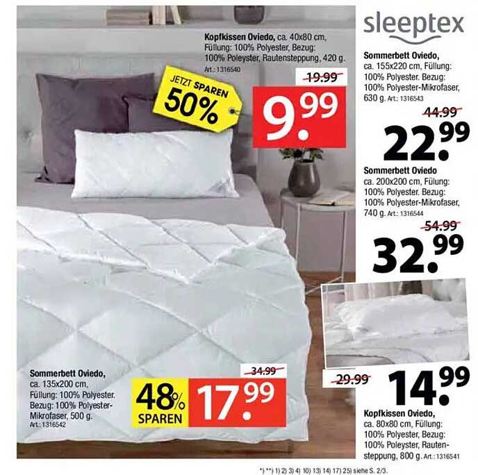 Kopfkissen Oviedo 40x80 cm - 50% sparen!
