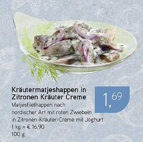 Kräutermatjeshappen in Zitronen Kräuter Creme