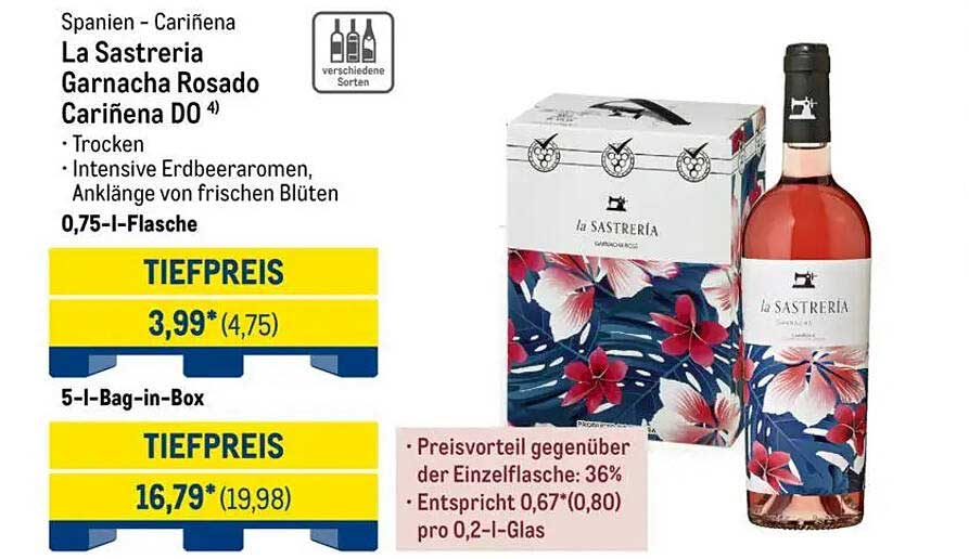 La Sastreria Garnacha Rosado Cariñena DO – 0,75-l-Flasche