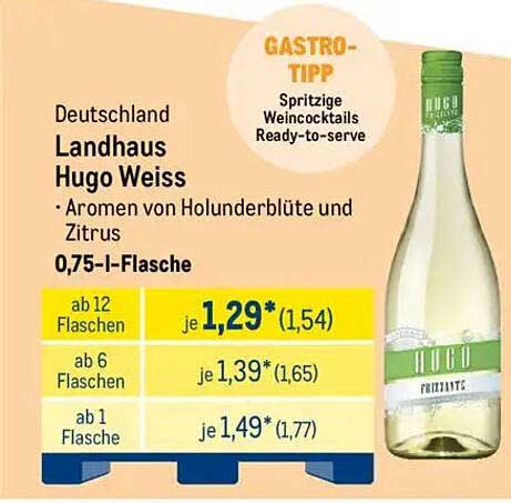 Landhaus Hugo Weiss - Aromen von Holunderblüte und Zitrus, 0,75-l-Flasche