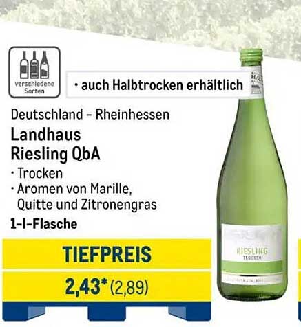 Landhaus Riesling QbA - Trocken
