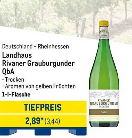 Landhaus Rivaner Grauburgunder QbA trocken - 1-Liter-Flasche