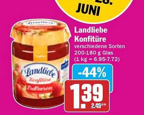 Landliebe Konfitüre verschiedene Sorten 200-180 g Glas