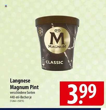 Langnese Magnum Pint verschiedene Sorten 440-ml-Becher je