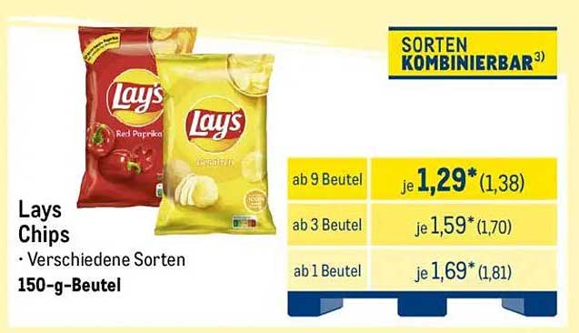 Lays Chips – Verschiedene Sorten 150-g-Beutel