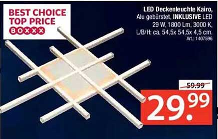 LED Deckenleuchte Kairo, Alu gebürstet, INKLUSIVE LED
