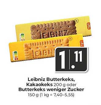 Leibniz Butterkeks, Kakaokeks oder Butterkekse mit weniger Zucker – 200 g oder 150 g
