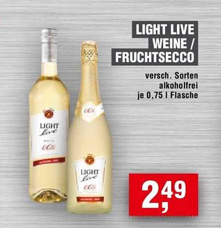 LIGHT LIVE Weine / Fruchtsecco - Verschiedene Sorten, alkoholfrei je 0,75 l Flasche