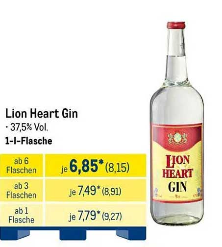 Lion Heart Gin - 37,5% Vol. - 1-l-Flasche
