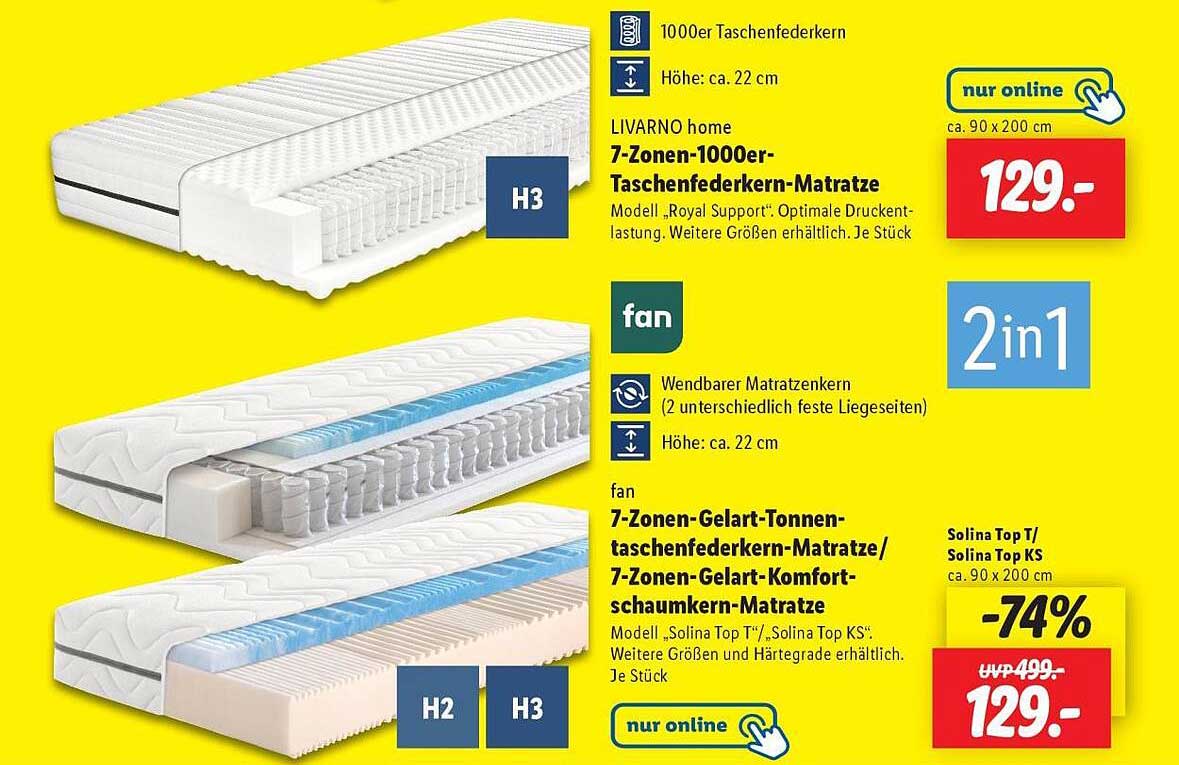 LIVARNO home 7-Zonen-1000er-Taschenfederkern-Matratze