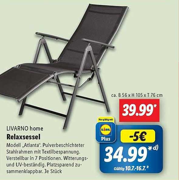 LIVARNO home Relaxsessel Modell 'Atlant' - jetzt für 34,99 € statt 39,99 €!