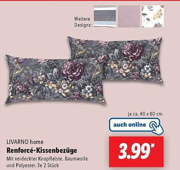 LIVARNO home Renforcé-Kissenbezüge - 2 Stück