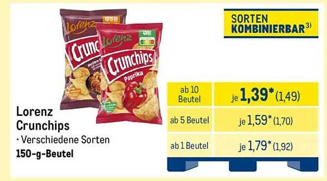 Lorenz Crunchips - Verschiedene Sorten 150-g-Beutel