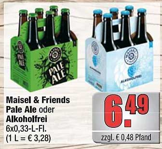 Maisel & Friends Pale Ale oder Alkoholfrei 6x0,33-L-Fl.