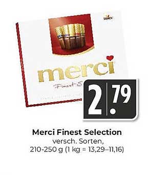 Merci Finest Selection versch. Sorten, 210-250 g