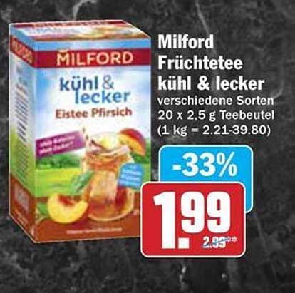 Milford Früchtetee kühl & lecker Eistee Pfirsich 20 x 2,5 g