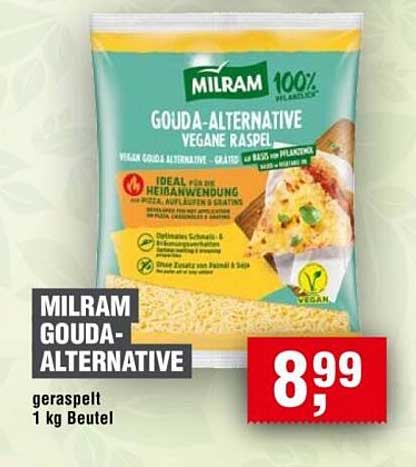 MILRAM Gouda-Alternative Vegane Raspel 1 kg Beutel