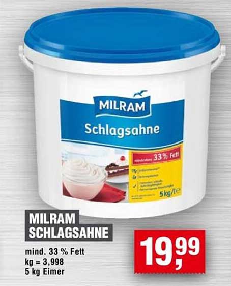 MILRAM SCHLAGSAHNE 5 kg Eimer