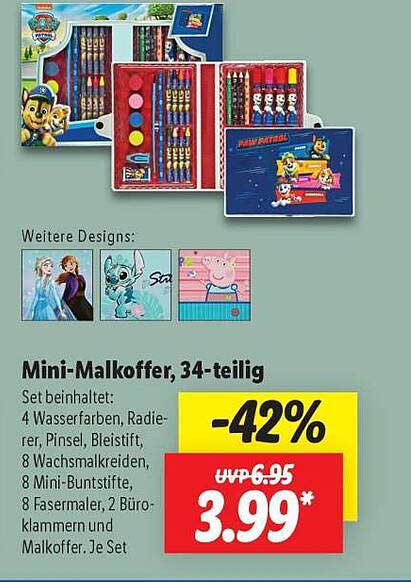 Mini-Malkoffer, 34-teilig
