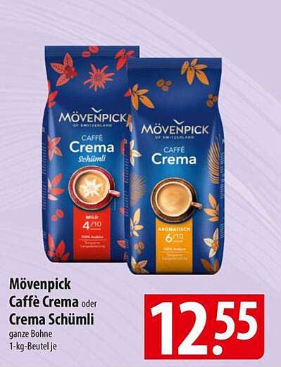 Mövenpick Caffè Crema oder Crema Schümli – 1-kg-Beutel je