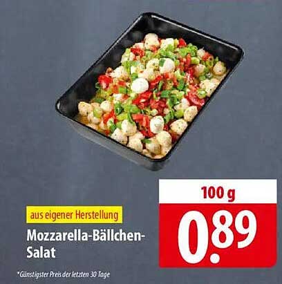 Mozzarella-Bällchen-Salat aus eigener Herstellung