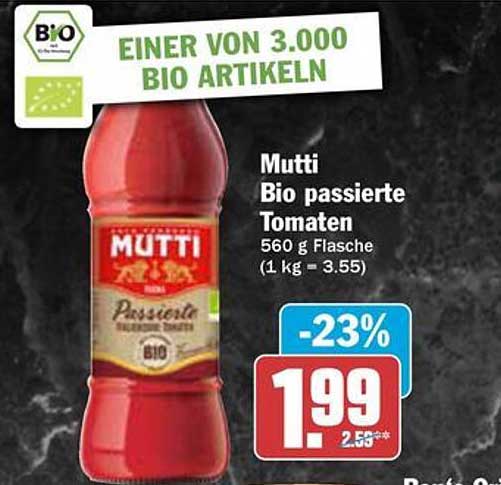 Mutti Bio passierte Tomaten 560 g Flasche