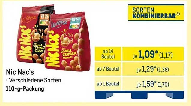 Nic Nac's - Verschiedene Sorten – 110-g-Packung