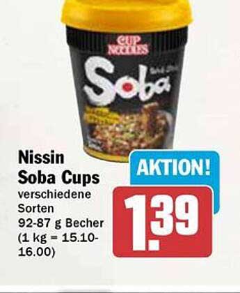 Nissin Soba Cups verschiedene Sorten