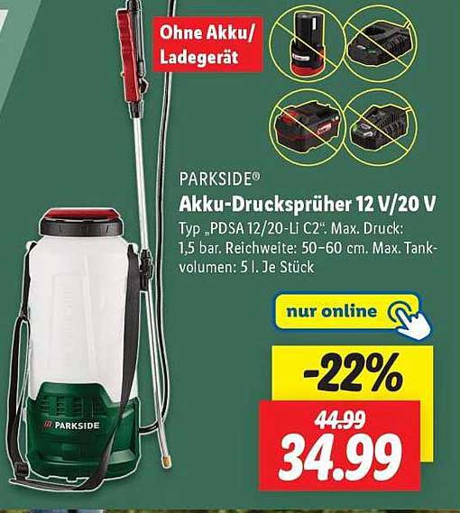 PARKSIDE® Akku-Drucksprühner 12 V/20 V