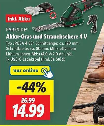 PARKSIDE® Akku-Gras und Strauchschere 4 V