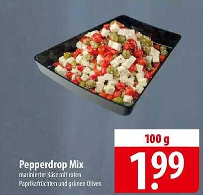 Pepperdrop Mix – marinierten Käse mit roten Paprikafrüchten und grünen Oliven