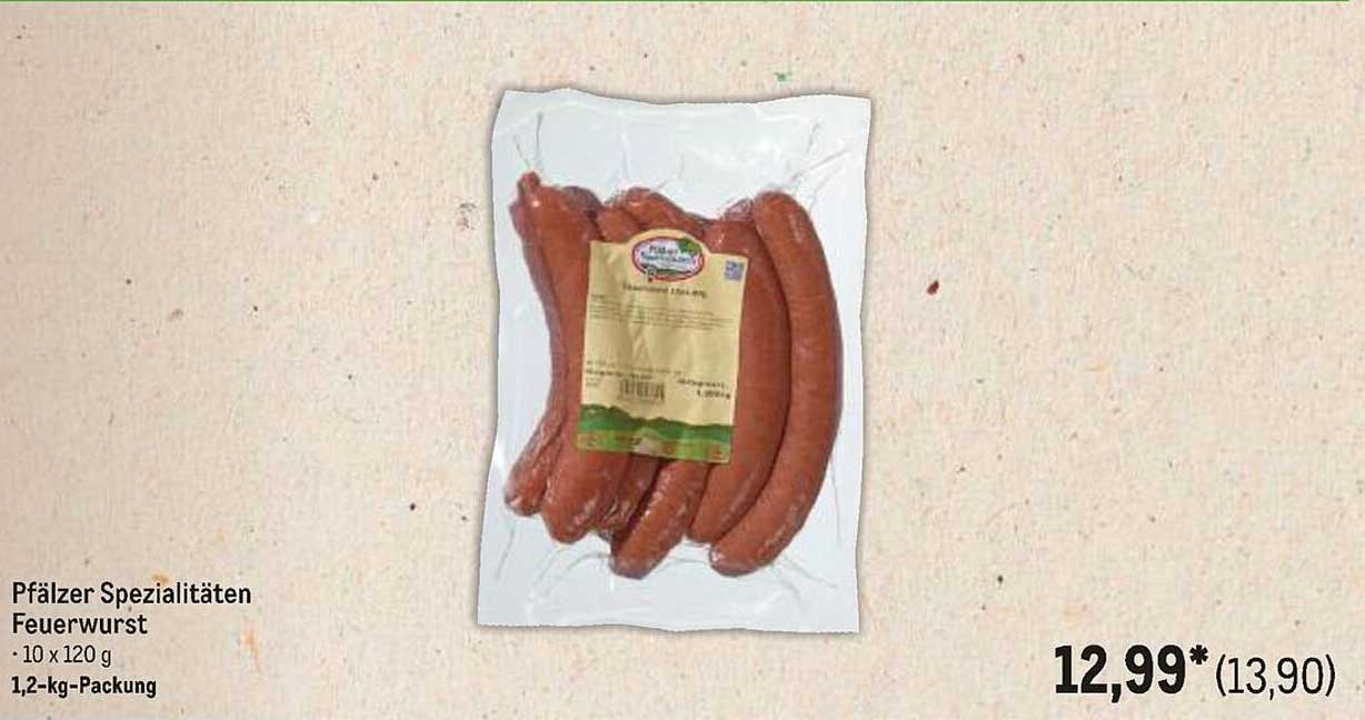 Pfälzer Spezialitäten Feuerwurst - 10 x 120 g