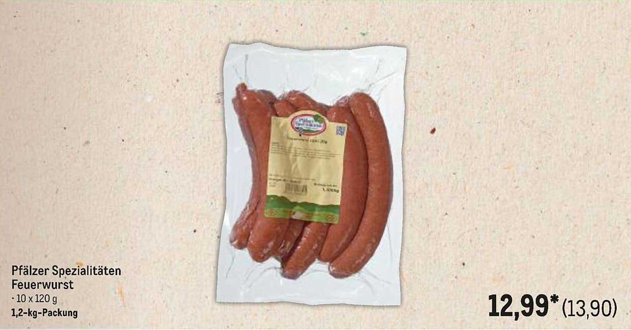 Pfälzer Spezialitäten Feuerwurst - 10 x 120 g