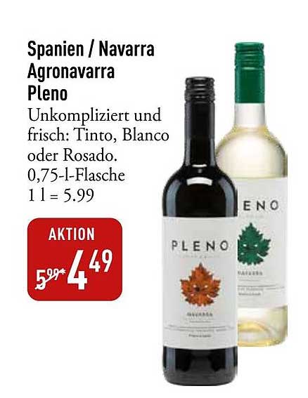 Pleno Agronavarra Wein - Tinto, Blanco oder Rosado