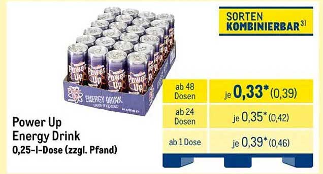Power Up Energy Drink 0,25-l-Dose (zzgl. Pfand)