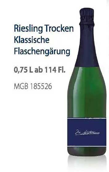 Riesling Trocken Klassische Flaschengärung 0,75 L ab 114 Fl.