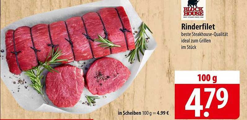 Rinderfilet - beste Steakhouse-Qualität ideal zum Grillen im Stück