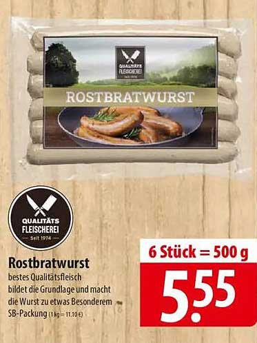 Rostbratwurst 6 Stück = 500 g