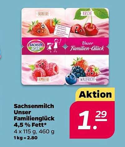 Sachsenmilch Unser Familienglück 4,5 % Fett – 4 x 115 g