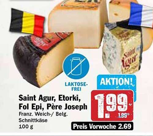 Saint Agur, Etorki, Fol Epi, Père Joseph – Franz. Weich-/ Belg. Schnittkäse 100 g