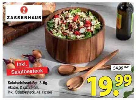 Salatschüssel-Set, 3-tlg. von Zassenhaus inkl. Salatbesteck