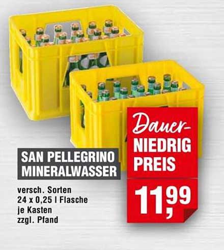 SAN PELLEGRINO MINERALWASSER 24 x 0,25 l Flasche je Kasten