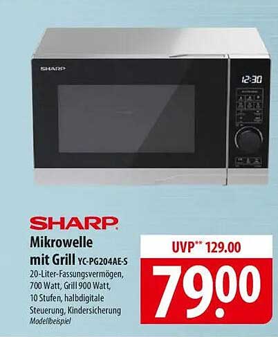 Sharp Mikrowelle mit Grill YC-PG204AE-S