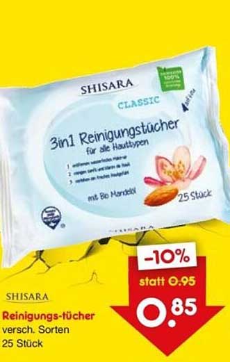 SHISARA 3in1 Reinigungstücher für alle Hauttypen, 25 Stück