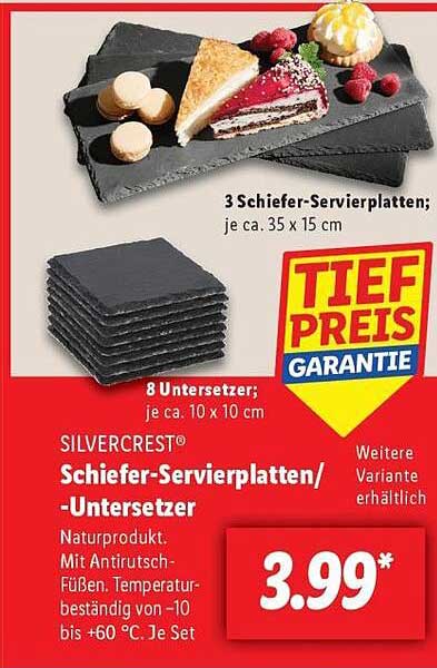 SILVERCREST® Schiefer-Servierplatten/-Untersetzer