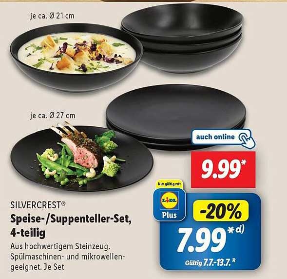 SILVERCREST® Speise-/Suppenteller-Set, 4-teilig